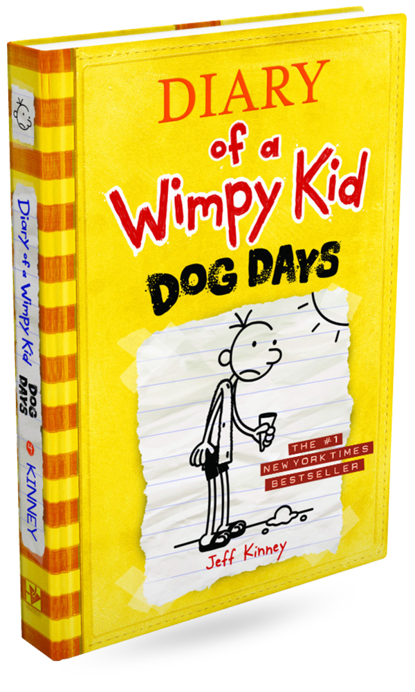 Diary of a Wimpy Kid: Dog Days novel by Jeff Kinney, illustrated yellow cover
