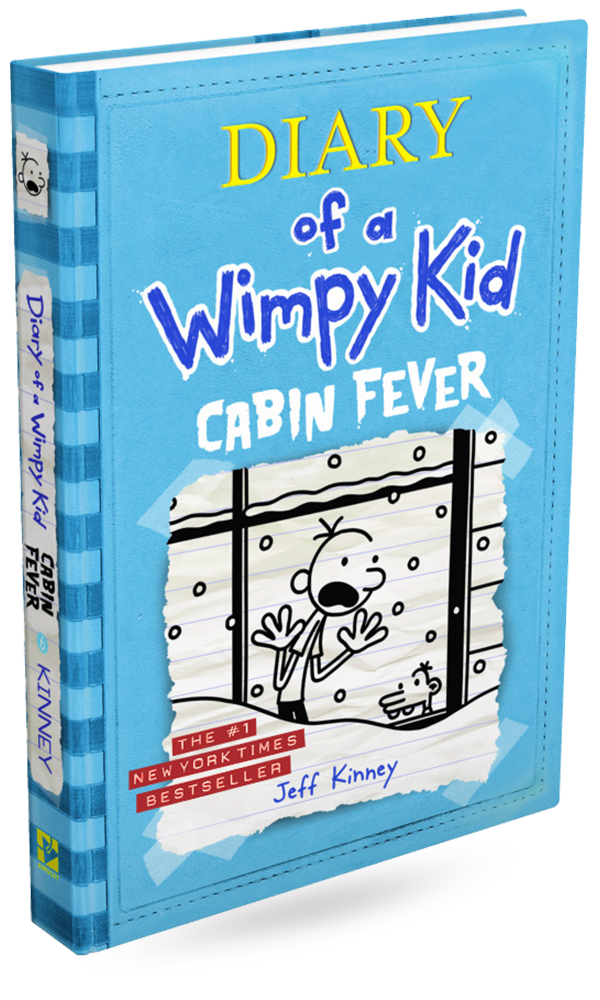 Diary of a Wimpy Kid: Cabin Fever novel book, blue cover with title text and cartoon