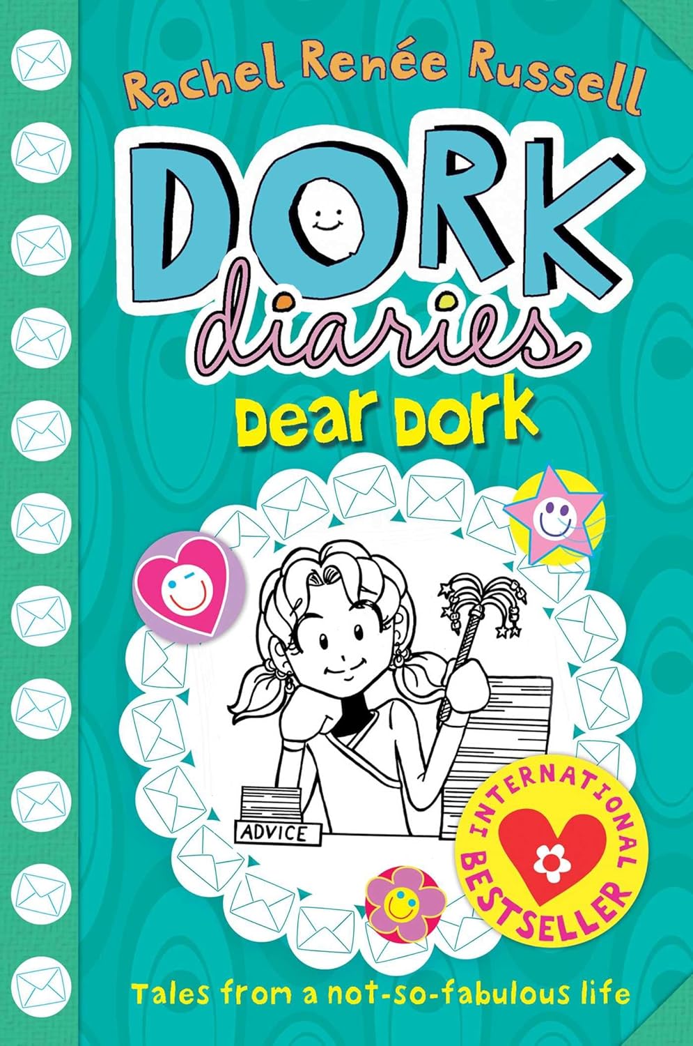 Dork Diaries graphic novel with turquoise cover and cartoon girl, 'Dear Dork' text