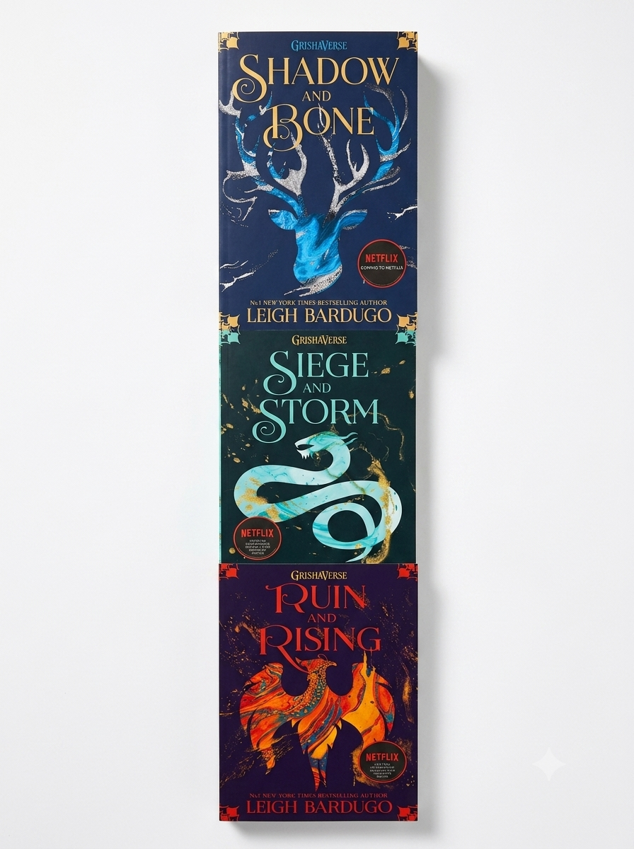 Shadow and Bone trilogy hardcover book set with three illustrated covers