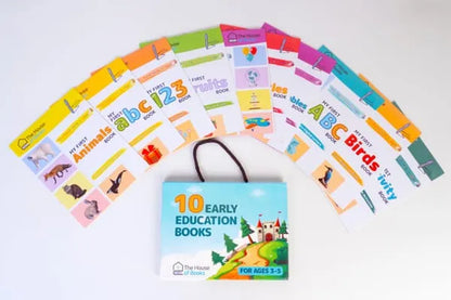 Colorful early education write-and-wipe books set with carry case