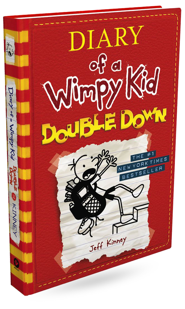 Diary of a Wimpy Kid: Double Down book with red illustrated cover by Jeff Kinney