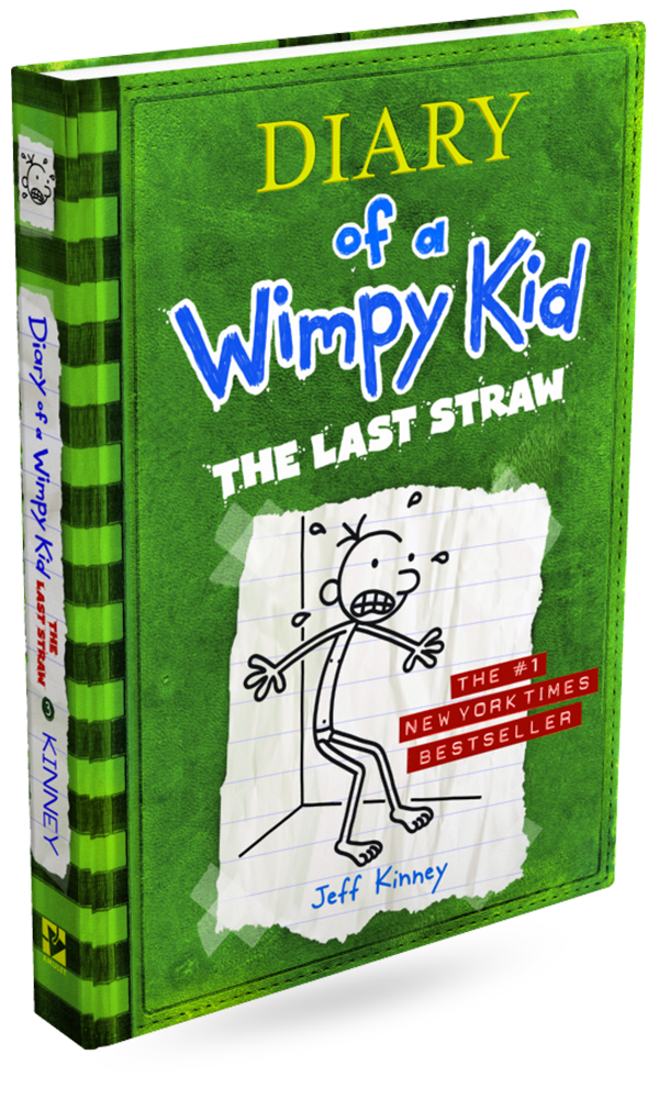 Diary of a Wimpy Kid: The Last Straw novel hardcover with green cover, Jeff Kinney.