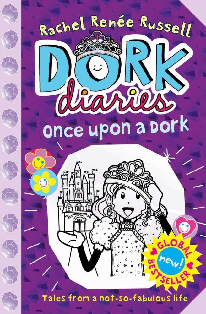Humorous kids diary book with purple cover and cartoon girl wearing crown