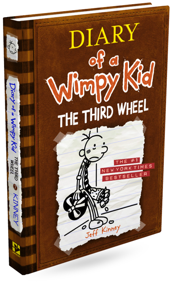 Diary of a Wimpy Kid: The Third Wheel novel book with brown cover and cartoon boy