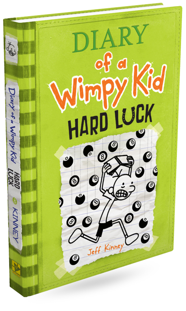 Diary of a Wimpy Kid: Hard Luck book, green cover with illustrated scene and Jeff Kinney