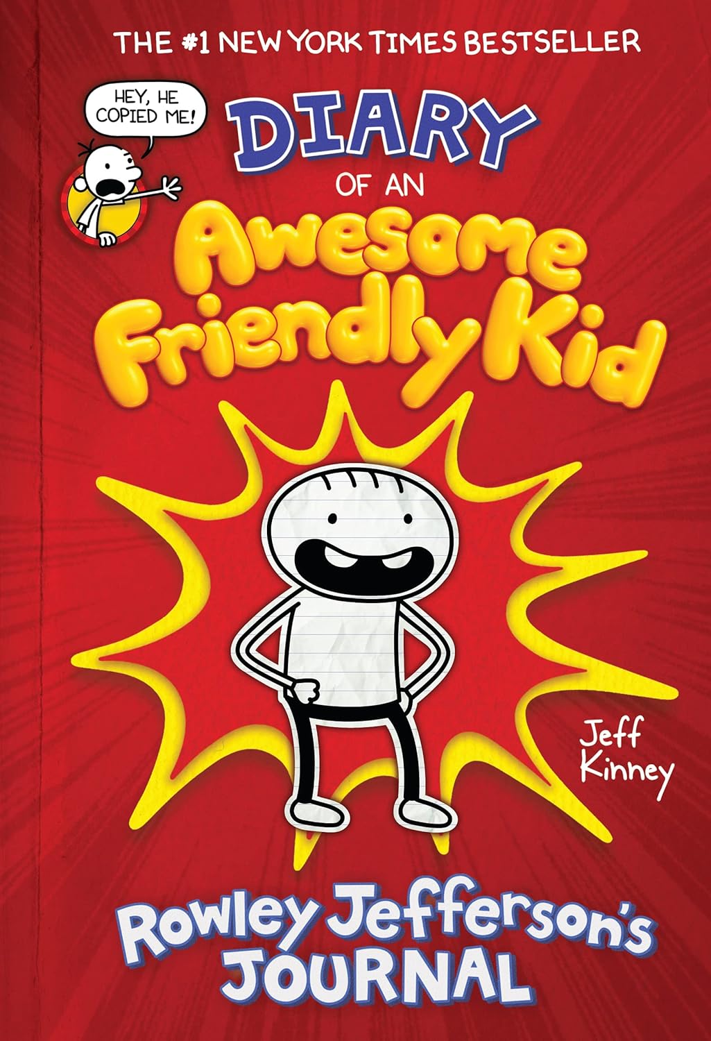 Children's journal book with red cover, cartoon kid, and colorful yellow title text