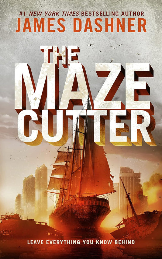 The Maze Cutter book cover with large title text, author name, and ship illustration