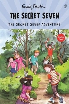 Illustrated children's adventure book cover with kids walking on a forest path