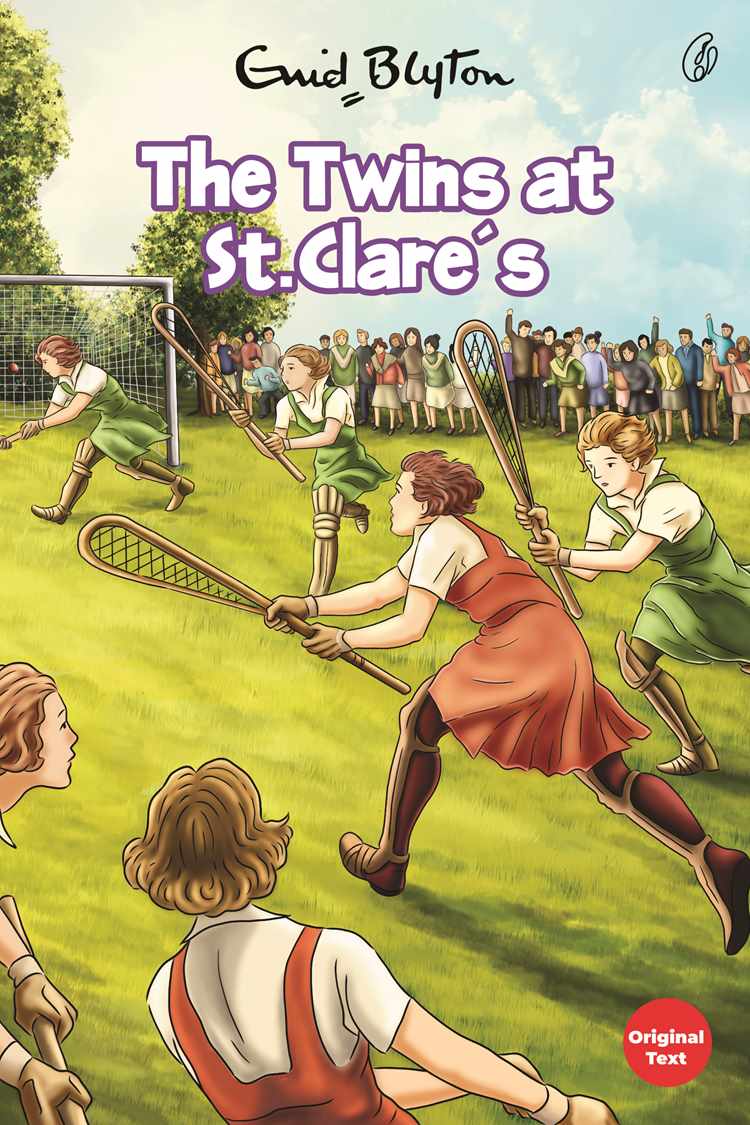 Children's book cover with kids playing hockey on a green field.