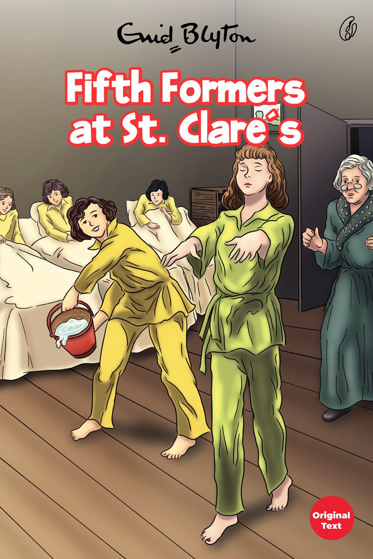 Fifth Formers at St. Clare's book cover by Enid Blyton, girls in school uniforms