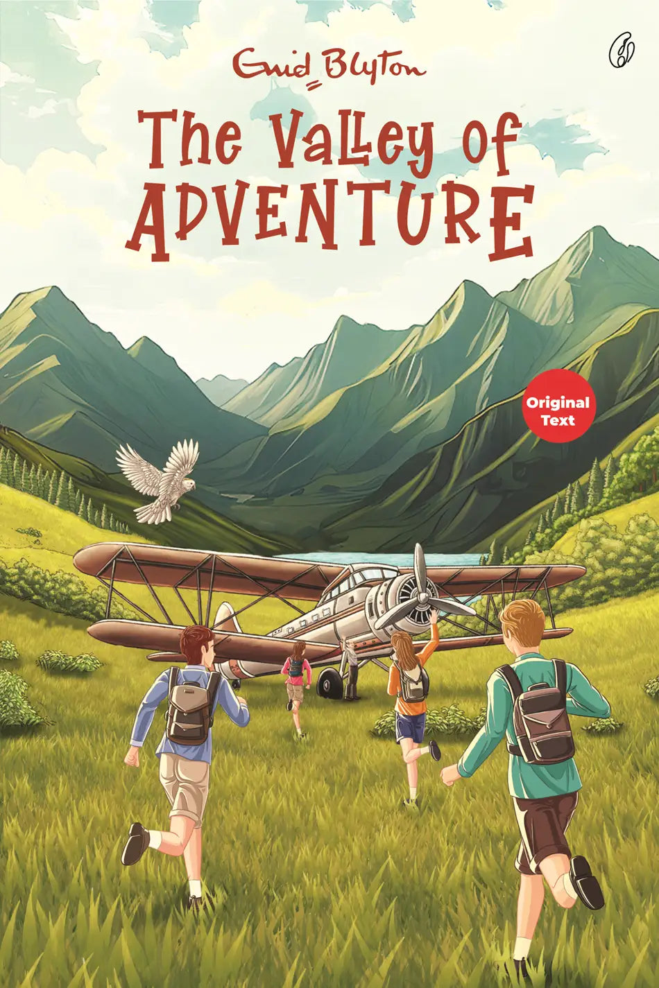 Valley of Adventure book cover by Enid Blyton, with kids, plane, mountains