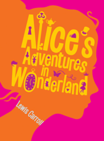 Book cover featuring Alice silhouette and title text, Lewis Carroll