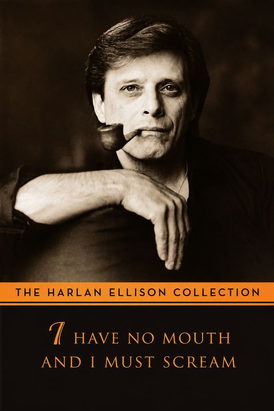 Book cover with sepia portrait and title I Have No Mouth and I Must Scream