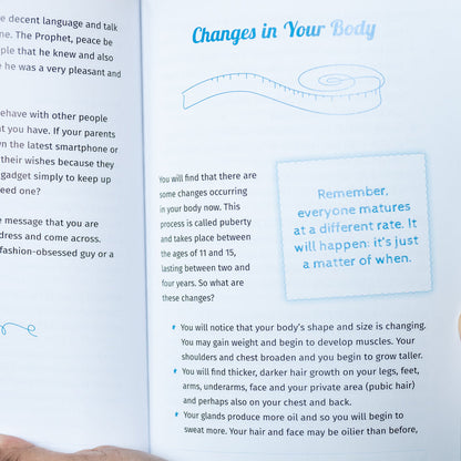 Book page titled 'Changes in Your Body' with diagrams and a blue quote box